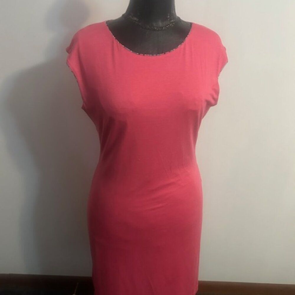 Nally & Millie Pink/Multicolor Geometric pattern reversible dress, size L